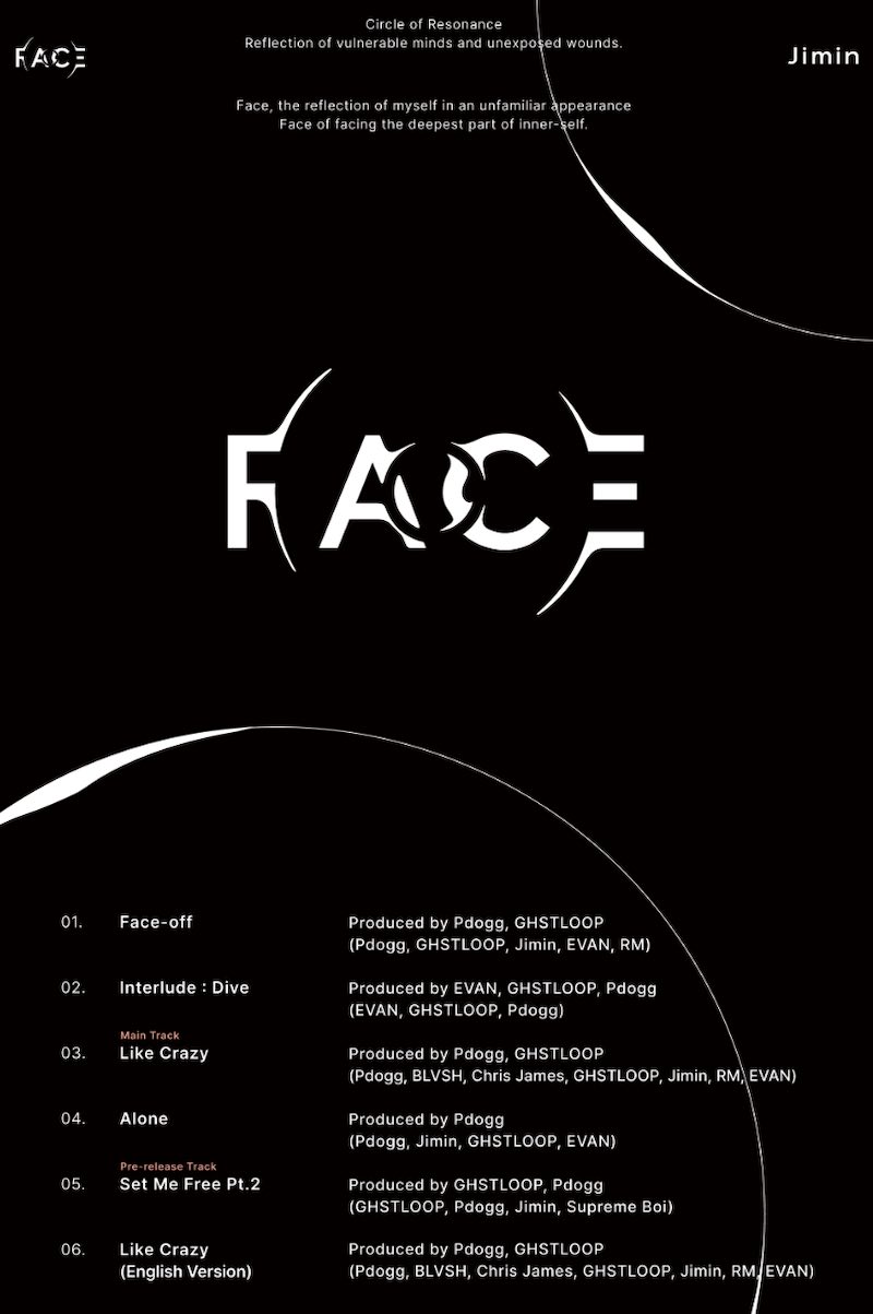 ジミン『FACE』収録曲トラックリスト